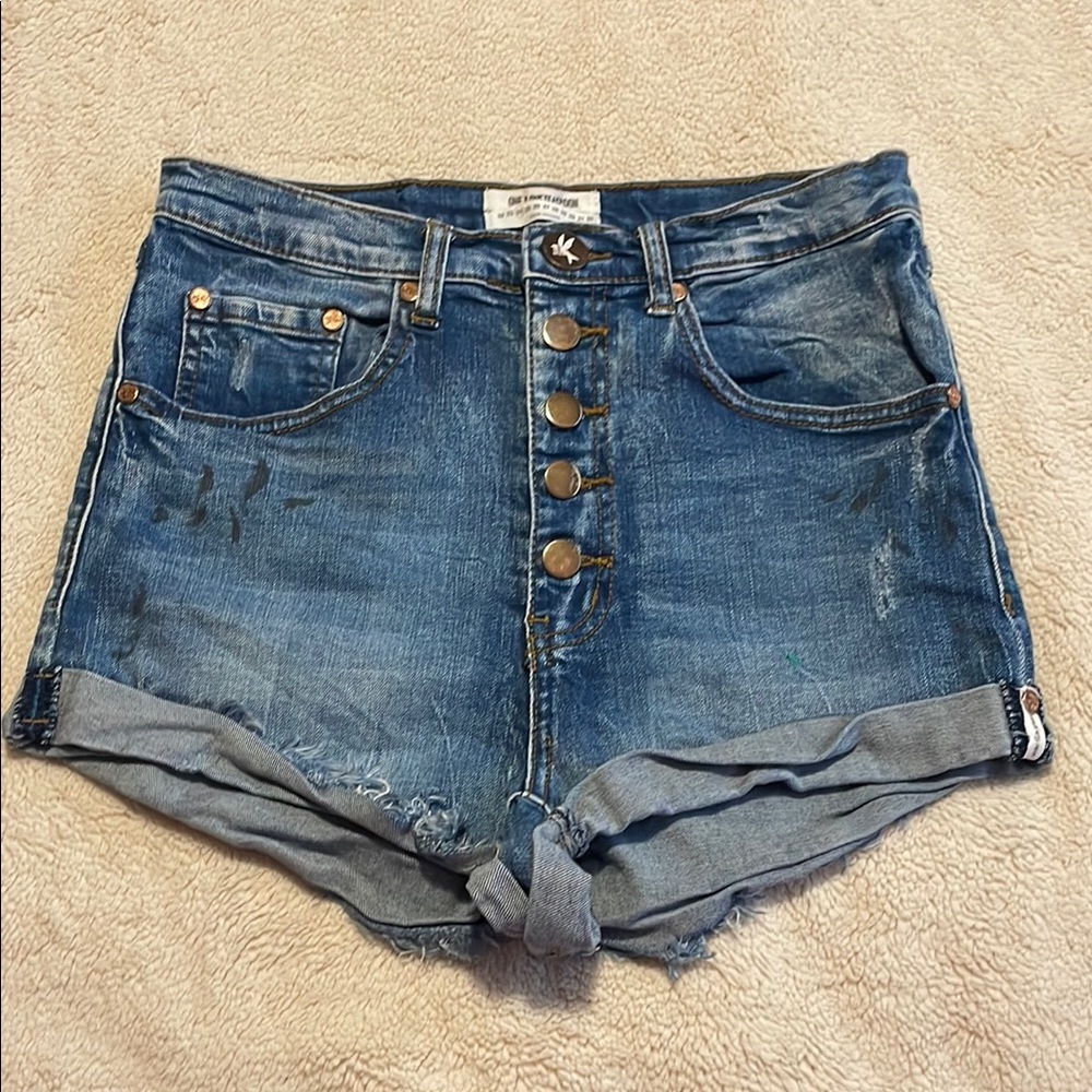 One Teaspoon Blue High-Waisted Jean Shorts